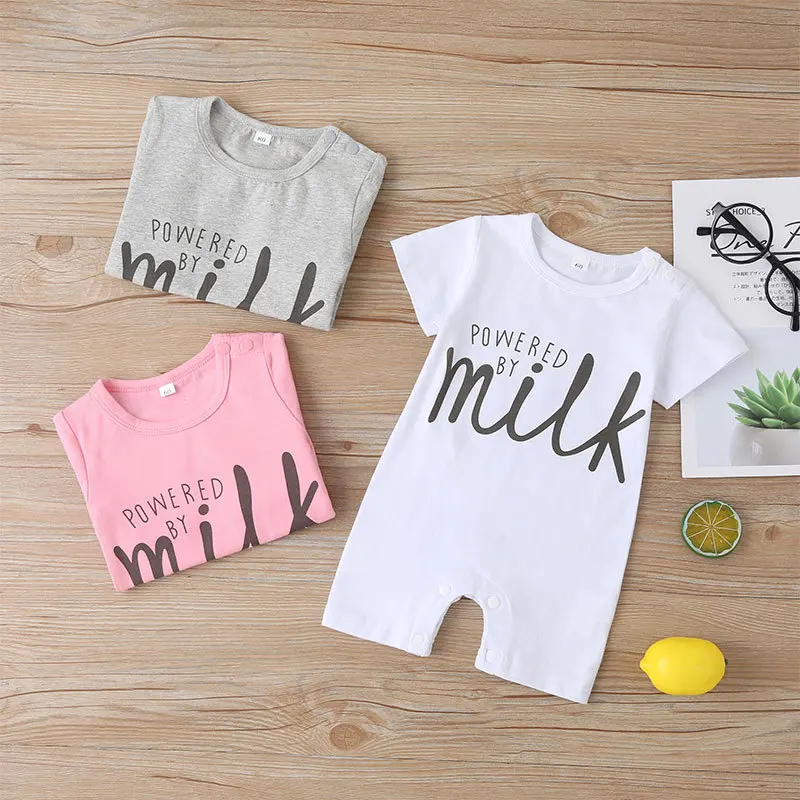 

2020 Summer Short Sleeve Cotton Baby Onesies Boys Letters Newborn Clothes Cute Infant Girls Romper Toddler Playsuit