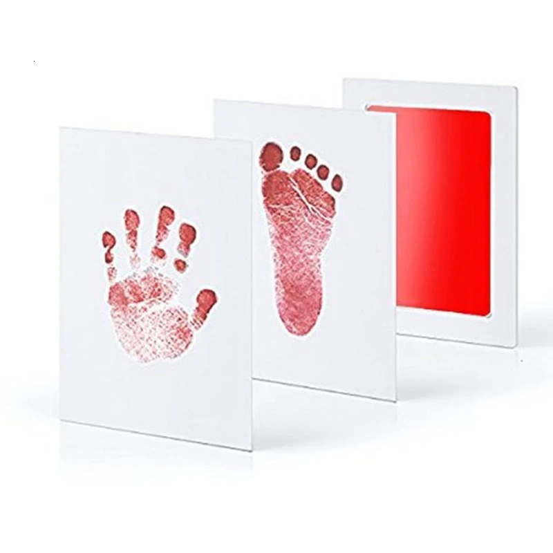 Самодельные Детские сувениры, безопасные чернильные подушечки для новорожденных, 4,92*3,15 дюйма, безчернильные сенсорные лапки, фоторамка с ручной печатью, сенсорные чернильные подушечки, воспоминания - Цвет: Red