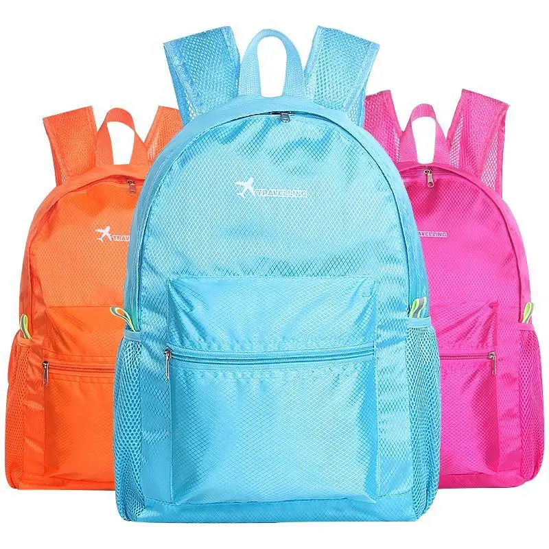 

New Arrival Unisex Outdoor Folding Backpack Large Capacity Polyester Breathable Shoulder Bag WeightLight Portable Zip Travel Bag
