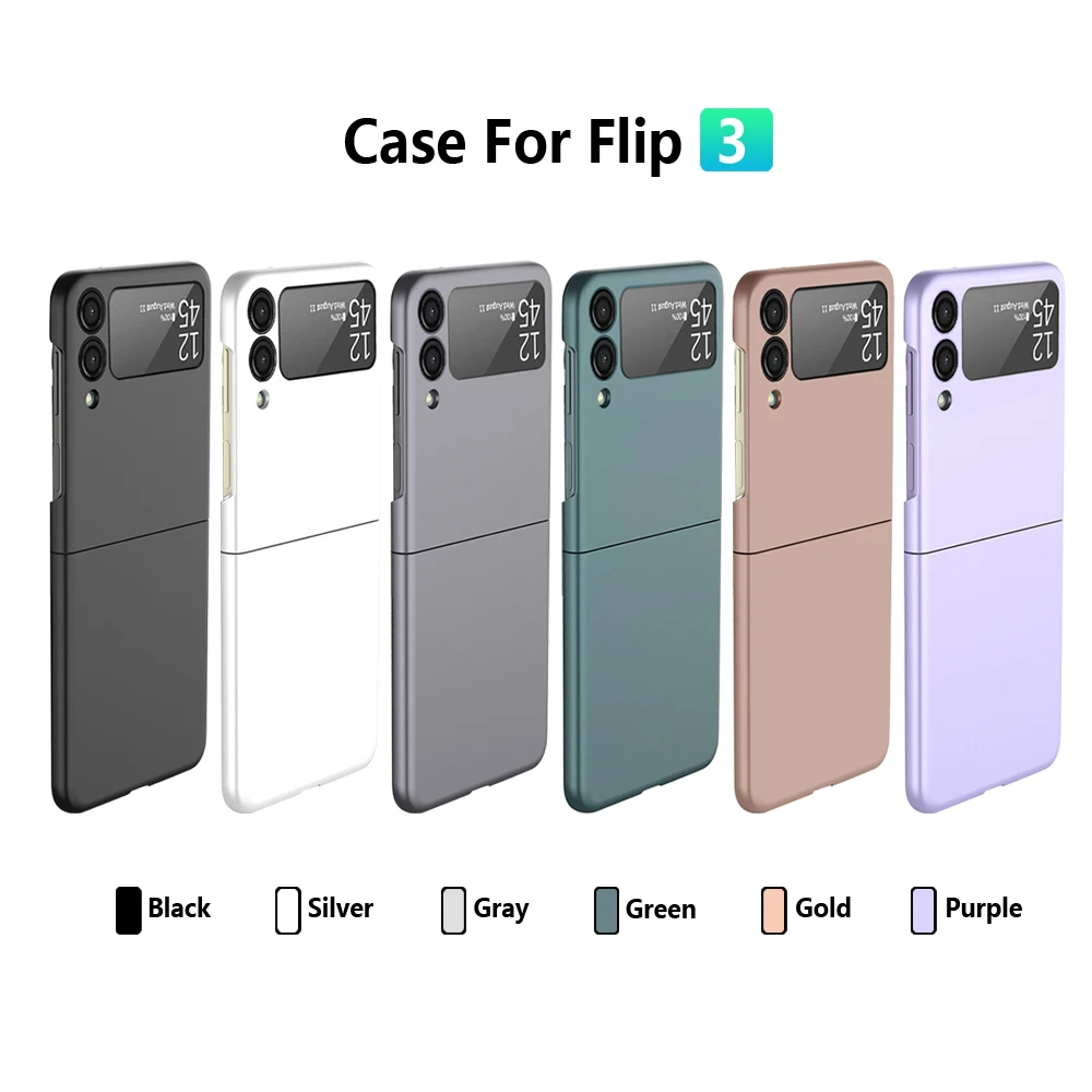 Hard Silicon Phone Case For Samsung Galaxy Z Flip 3 5G Flip3 SM-F7110 Protection Ultra-Thin Plain Flip Matte Back Cover Coques samsung flip3 case