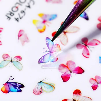 

3D Waterproof Nail Butterfly Design Stickers Manicures Tips Tools Ex-thin Colorful Butterfly Patterns Nails Art Decal Decoration