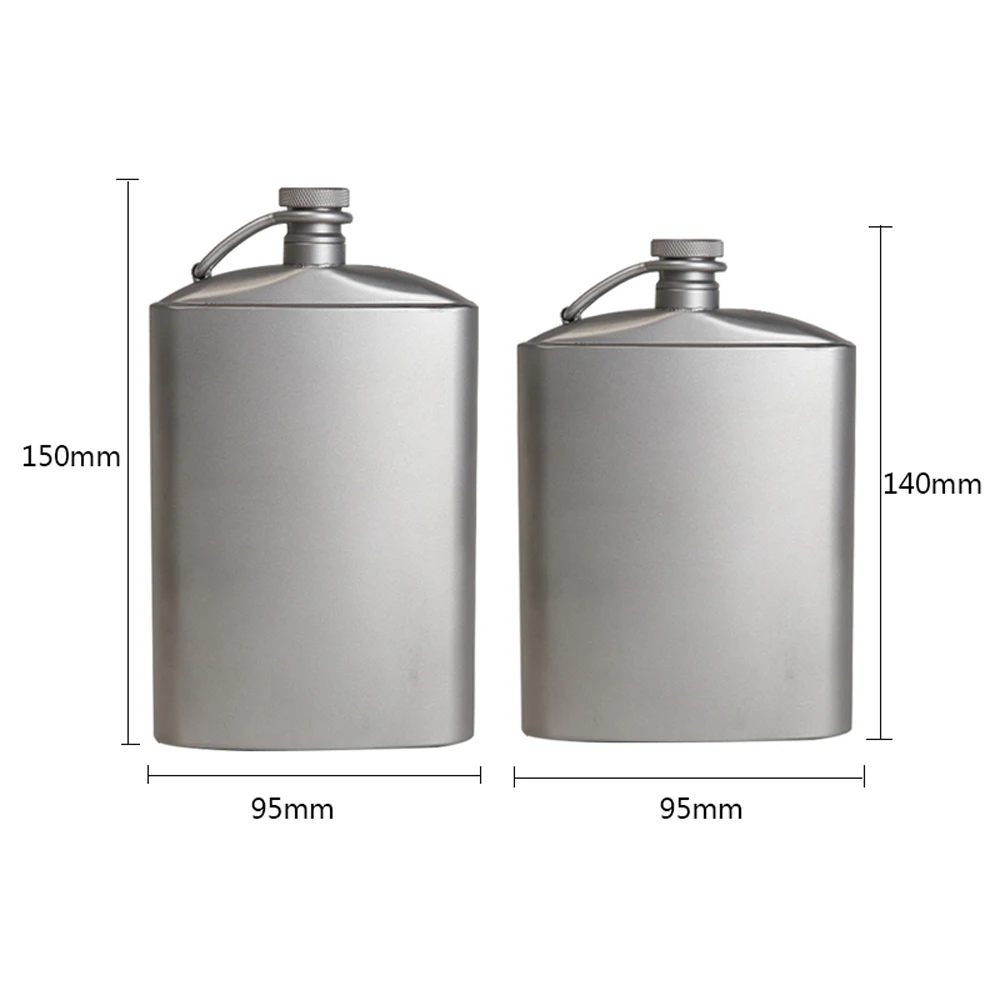 260ml/200ml Titanium Flask Wine Hip Flagon with Screw Cap Clip Ultralight Hydration Flat Bottle with Ti Funnel for Camping 6