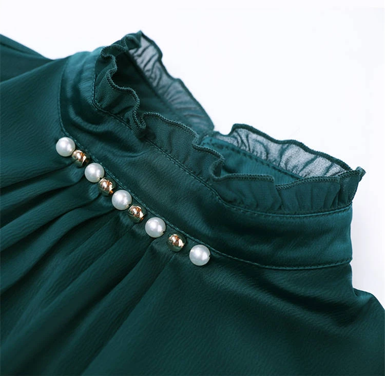 Корейские модные шелковые женские блузки Бисероплетение атласное с длинными рукавами женские рубашки плюс размер XXL Blusas Femininas Elegante женские топы