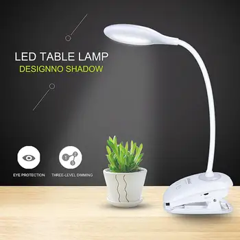 

LED Table Desk Lamp Touch Clip Study Lamps Touch Sensor Night Light Desktop USB Table Light For room Rechargeable 18650 Battery