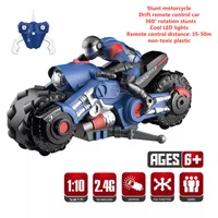 RC Motorcycle 1:10 High Speed Motorbike Remote Control Stunt Car Electric Toy Car Drift Remote Control Car 360° Rotation Stunts 1