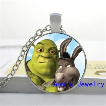 

2020 New Shrek Pendant Necklace Family Shrek Jewelry Glass Cabochon Necklace Pendant HZ1