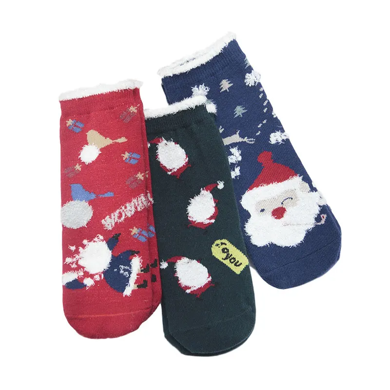 

Autumn Winter Cotton Socks For Boys And Girls Children's Christmas Socks 3 Pairs Of Cartoon Christmas Elk Old Grandpa