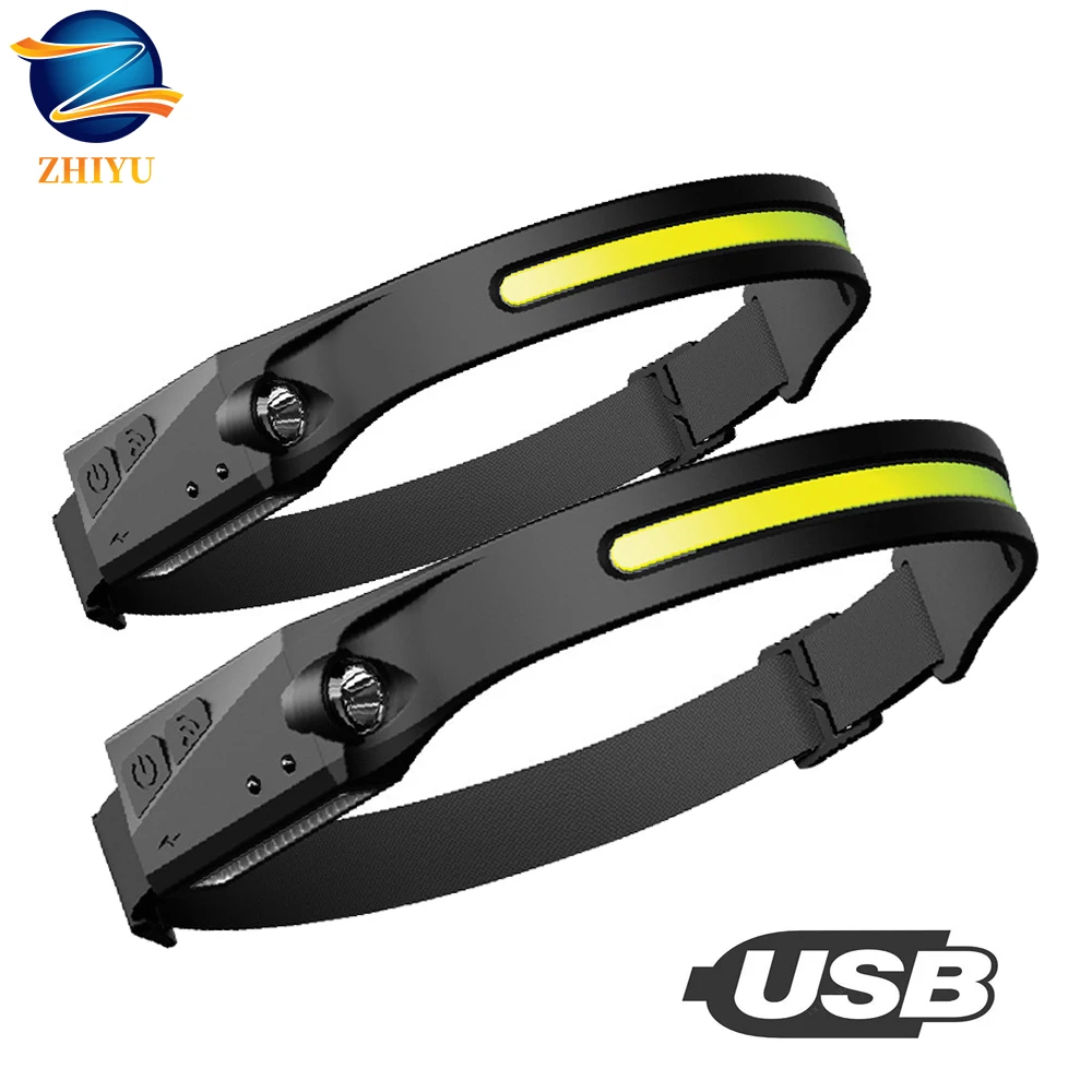 ZHIYU Rechargeable Headlamp COB LED Head Lamp with Built-in Battery Flashlight USB Torch 5 Modes Headlight Camping Fishing  Лампы