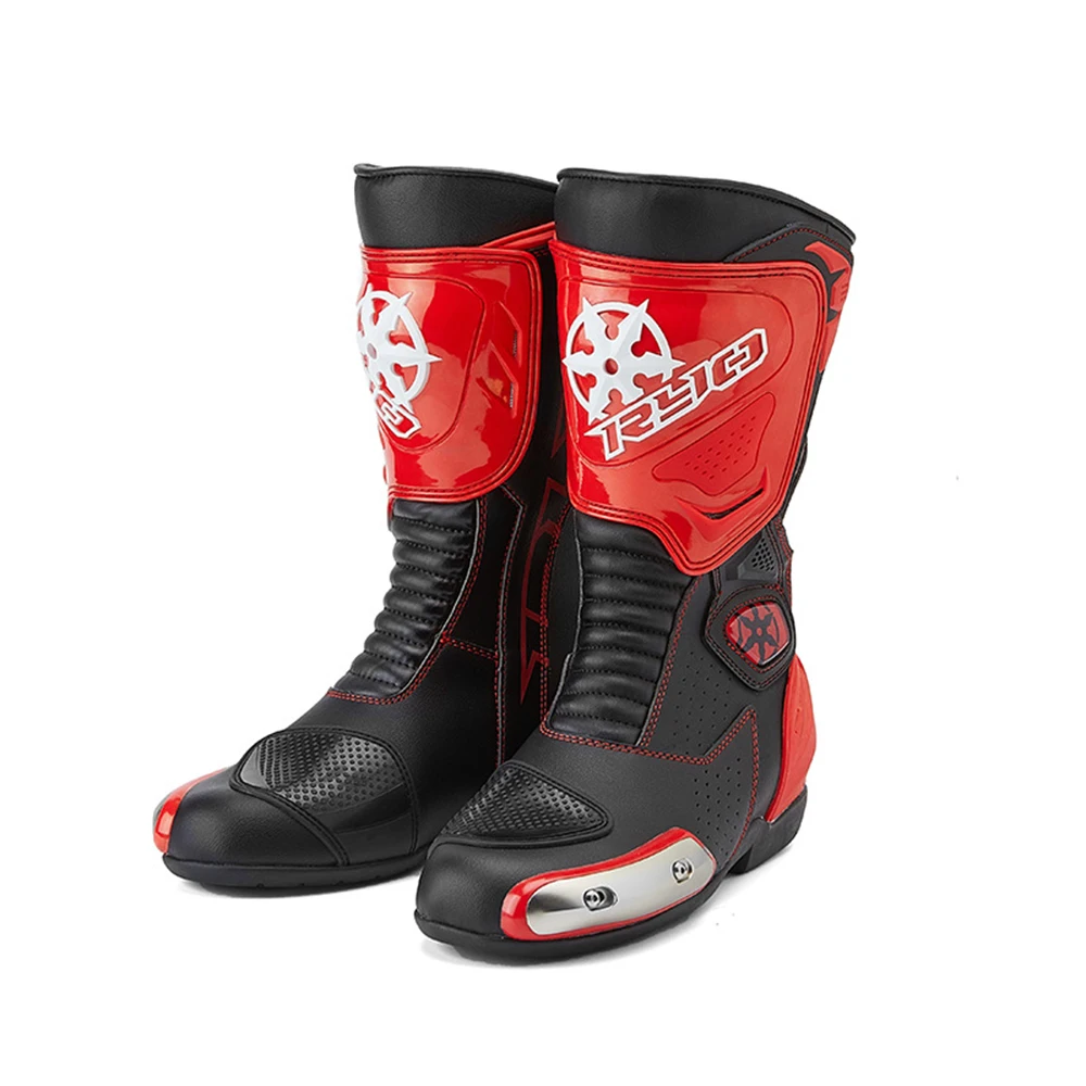 Black Motorcycle Boots Men Motocross Botas Moto Non-slip Motorboats Wearable Motorcycle Shoes Moto Racing Riding Shoes