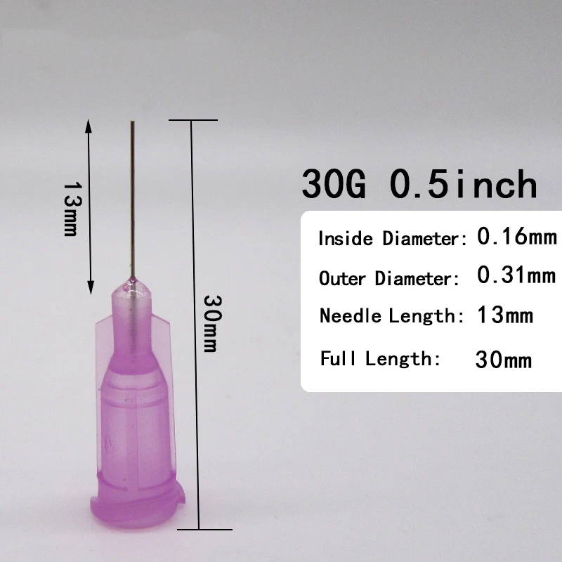 Ponta da Agulha da Seringa Agulhas com Luer Plástica da Injeção Calibre Polegada 13 Milímetros Blunt 30g Dispensa Lock. Agulha 100pces Bolsa 30 0.5 –
