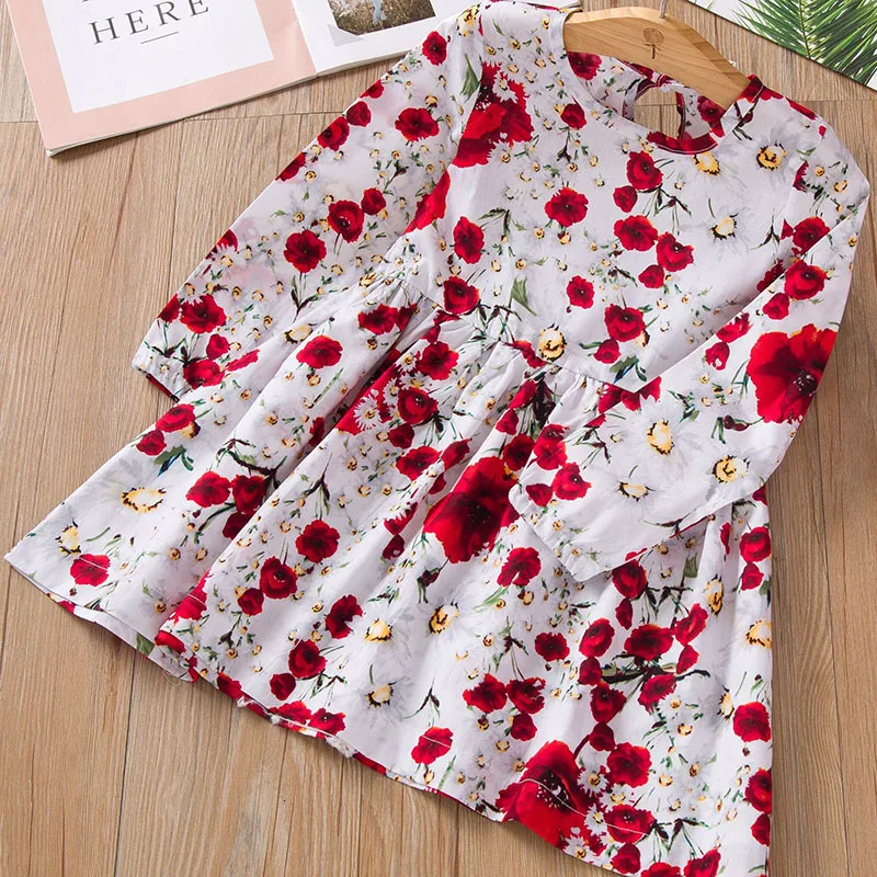 Girls-New-Dress-Spring-and-Autumn-Baby-Girls-Clothing-Rose-Pattern-Longsleeve-Party-Dresses-Princess-Dress