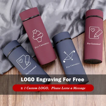 

Free Customize LOGO Stainless Steel Vacuum Flask Business Lettering Water Bottle Gift Advertisement Memorial Water Cup Thermos