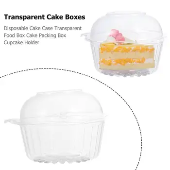 

100pcs Disposable Cake Case Transparent Food Box Cake Packing Box Muffin Cupcake Holder Tray Wedding Party Decoration
