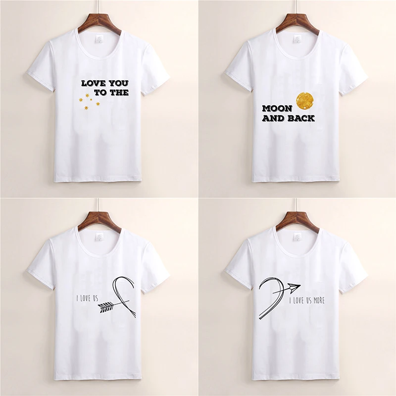 Футболка с эстетическим принтом Love You Moon and Back Harajuku Ulzzang летняя футболка
