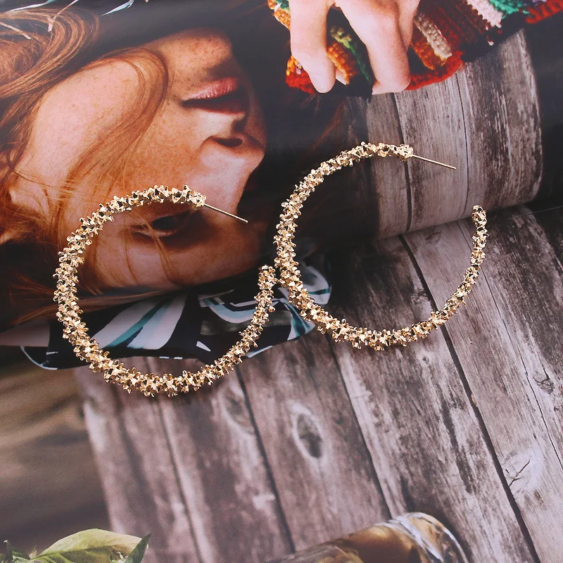 

New Style European and American Prickly Personality Circle Big Earring Ear Ring Nail Girl's First Jewelry Pearl Earrings
