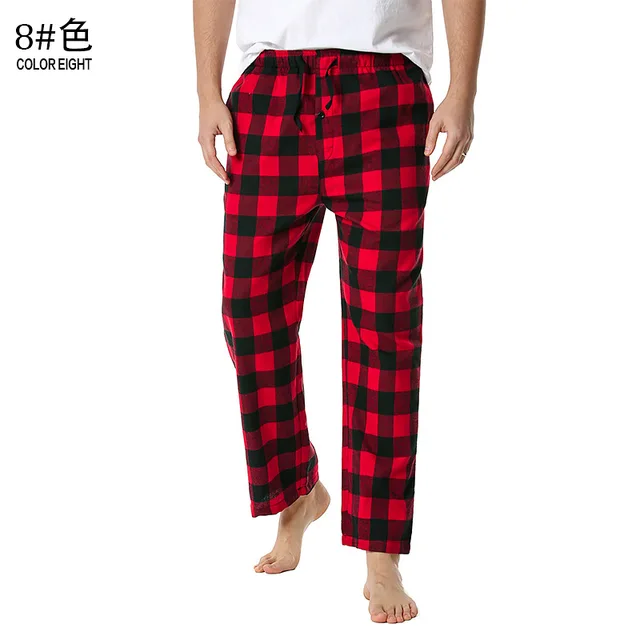 Blue Plaid Mens Pajama Bottom Pants 