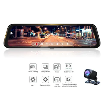 

Dash Cam Front And Rear 12inch Mirror Dash Camera Smart Voice Control Night Vision Dual Lens Full Touch Screen Car Camera Record