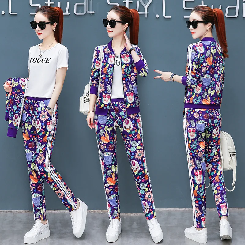 

Casual Printed WOMEN'S Suit Spring And Autumn 2018 New Style WOMEN'S Dress-Style Korean-style Autumn Cardigan Sports Clothing Th