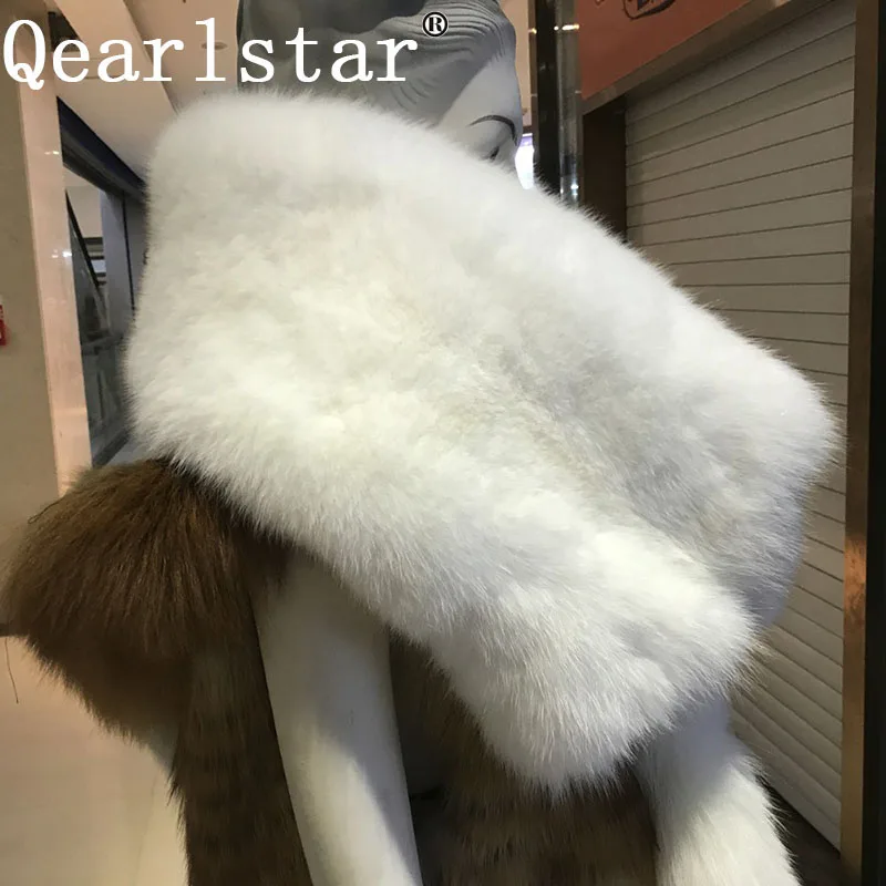Qearlstar натуральный мех лисы шарф для женщин супер роскошный зимний меховой Декор Свадебные вечерние воротник теплый шарф Шали Обертывания Zxx12
