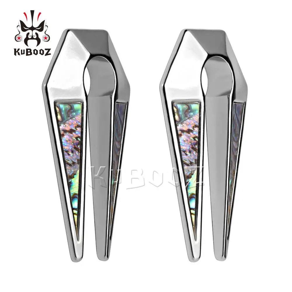 Kubooz Piercing Shell Ear Clip Stainless Steel Gauges Expander Body Jewelry 2PCS