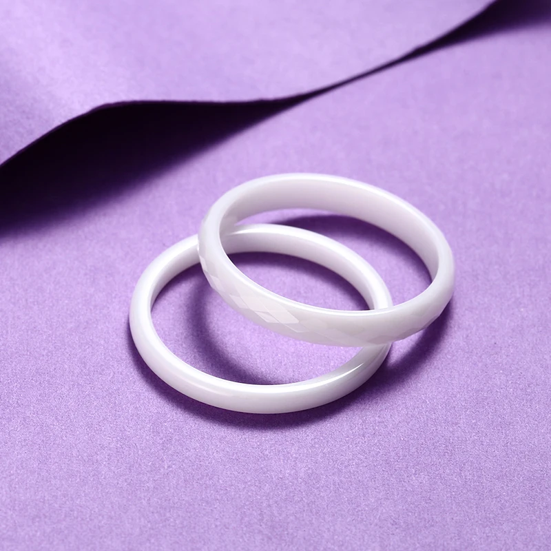 2pcs/Set 2mm Ceramic Rings For Women Waterproof Jewelry Minimalist Wedding Gift