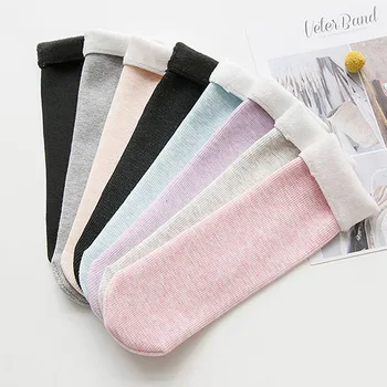 

Fashion Warm Thick Socks for Women Female Thermal Wool Cashmere Seamless Socks Velvet Boots Floor Sleeping Socks Solid Color