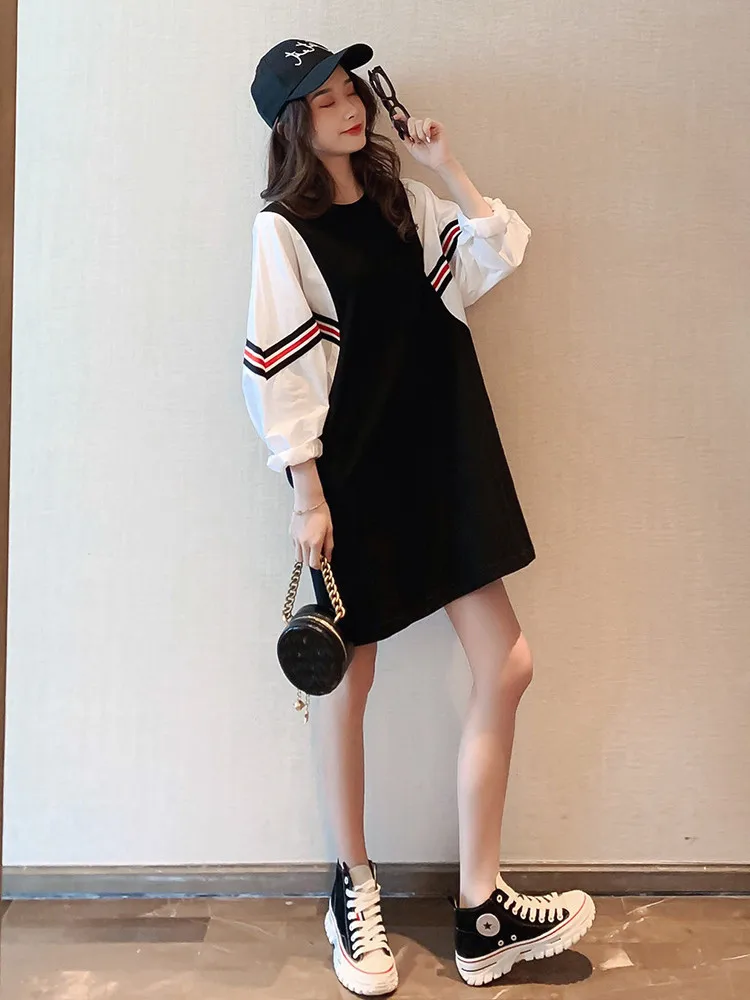 

Maternity Clothes 2019 New Style Korean-style Loose-Fit Joint Mock Two-Piece Bat Sleeve Nursing Dress