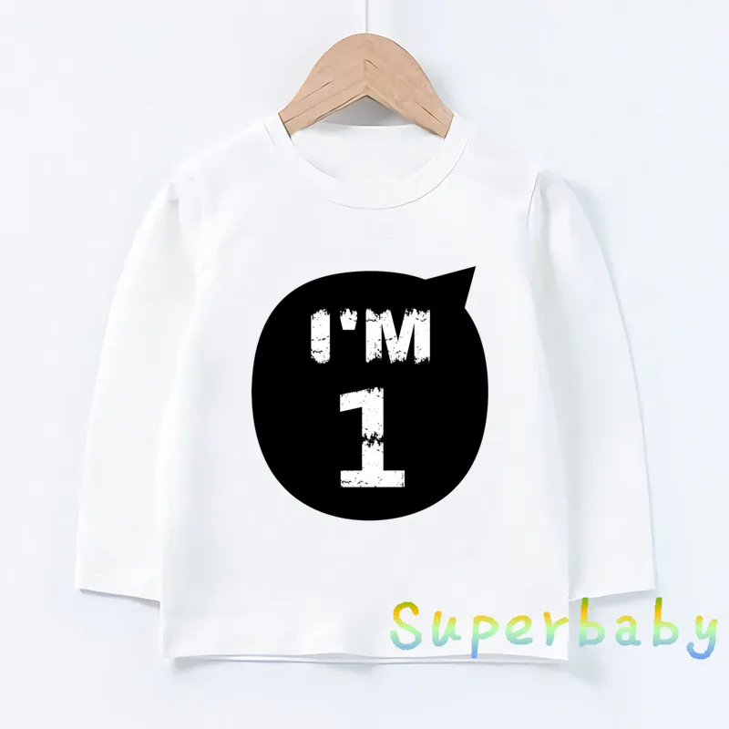 Детская футболка с надписью «Happy Birthday I'M» для детей 1-10 лет, Забавные топы с рисунками для маленьких мальчиков и девочек, Детская футболка с длинными рукавами, LKP5276 - Цвет: LKP5276-A