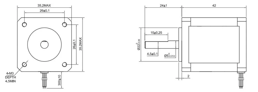 Нема 14 шаговый двигатель 23Ncm(32.6oz.in) 0.5A 35x35x42 мм 4-свинец Nema14 шаговый двигатель для ЧПУ 3D-принтеры