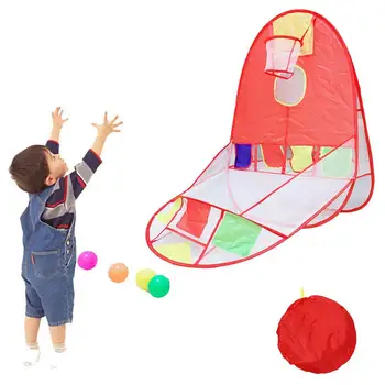 

Children Play Folding Tent Ball with Basketball Hoop Shooting Game Outdoor Toy