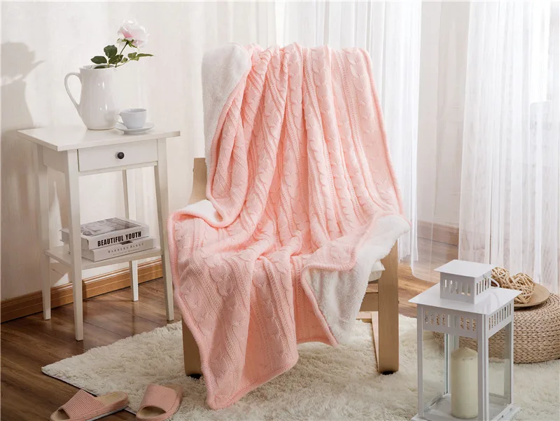 Hot Cotton High quality Sheep velvet Blankets Winter warmth Knitted wool blanket Sofa/Bed cover quilt Knitted bl