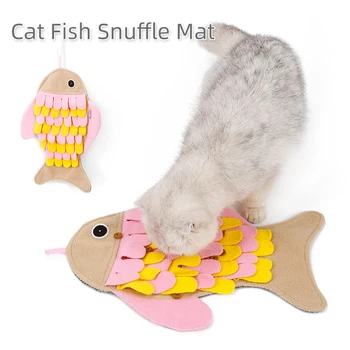 

Fish Shaped Sniff Blanket Cat Training Toy IQ Cat Play Sniff Pad Cat Cat Food Bowl Toy Pet Slowing Feeding Intelligence Mat toy