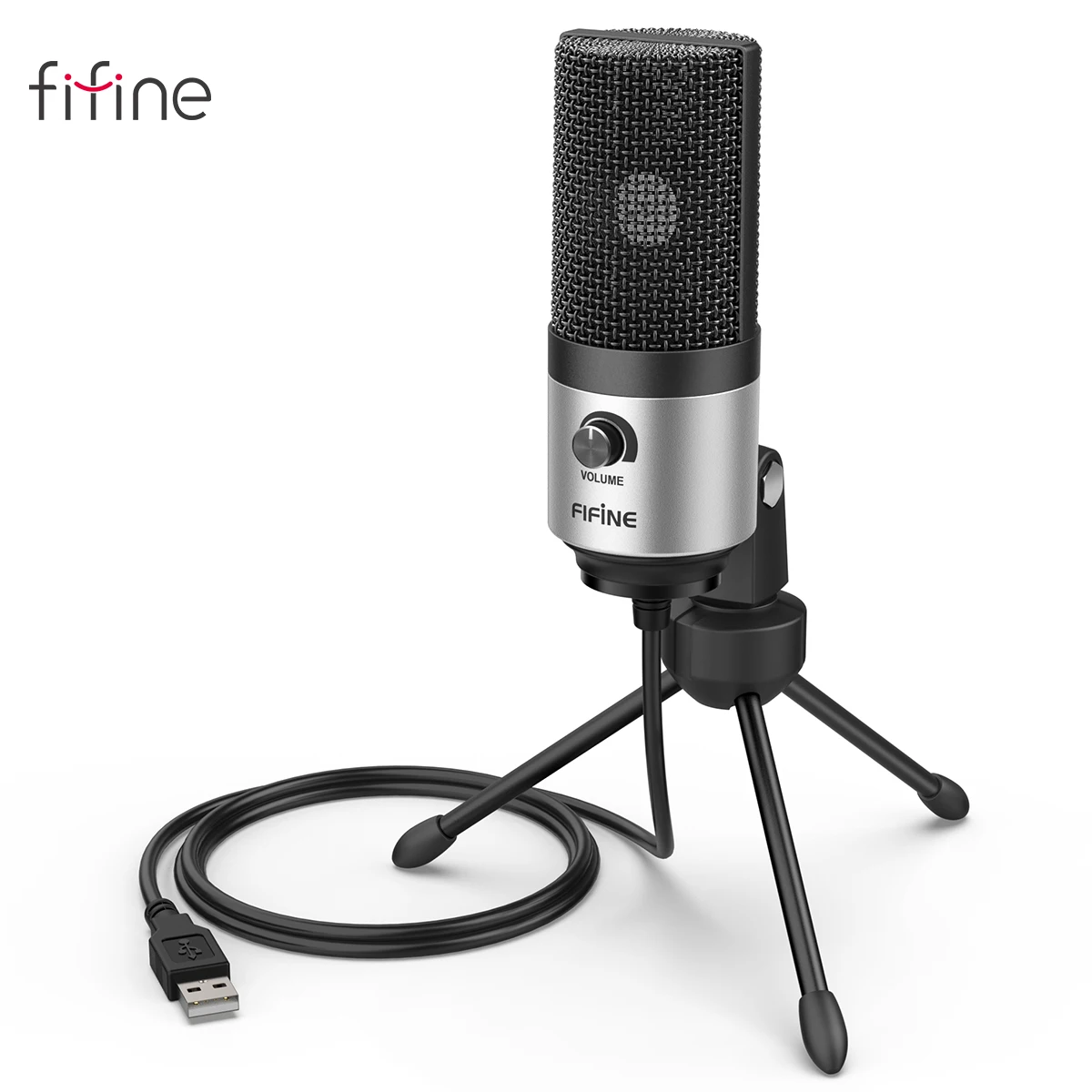 

FIFINE металлический компьютерный микрофон USB MIC kit с регулятором громкости для Windows Leptop, голосовое управление для видео и аудио Recording-K669S