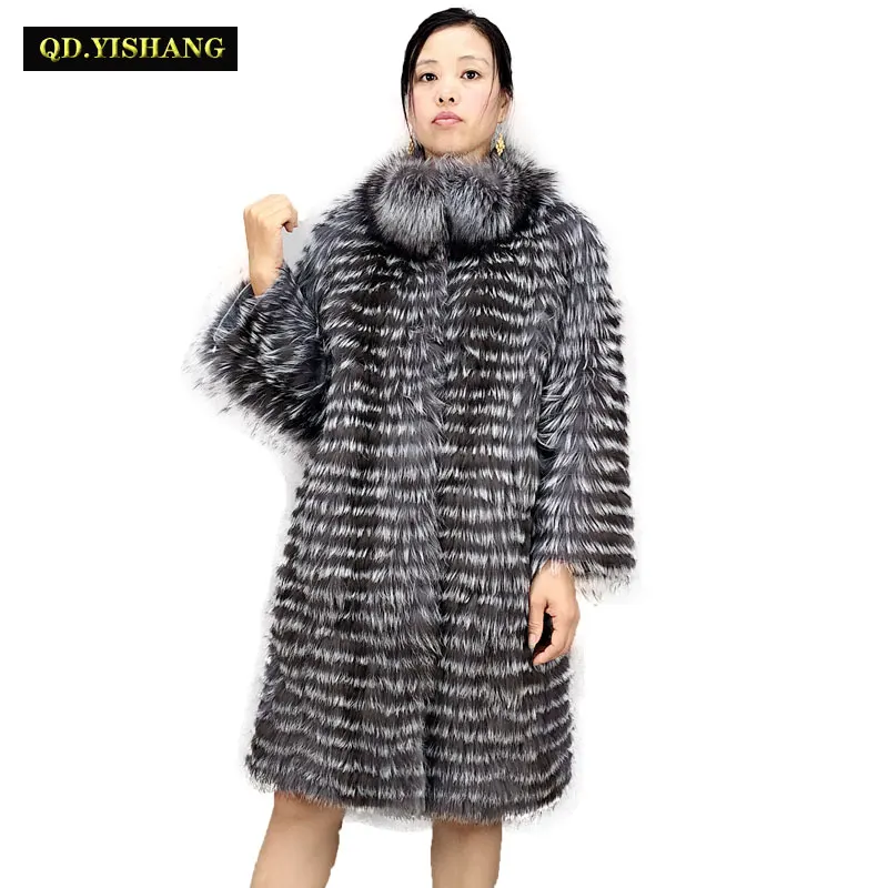 Real silver fox fur coatnatural fox fur coat women
