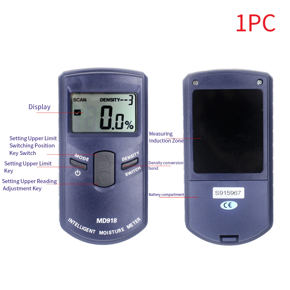 

MD918 Portable Tester Electrical Wood Moisture Meter Multifunctional Hygrometer Paper Digital Display Inductive Accurate Density