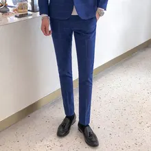Модный мужской костюм брюки тонкий дизайн бизнес банкет мужские платья брюки размер s m L XL XXL XXXL 4XL 5XL повседневные мужские брюки
