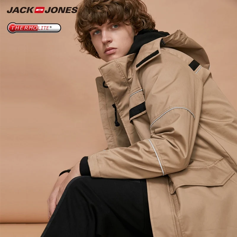 Мужское зимнее пальто-карго JackJones теплое уплотненное Стеганое пальто с капюшоном