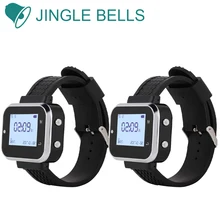JINGLE BELLS 433MHz RF Wireless Black Watch Receiver Pager for Fast Food Shop Restaurant Cafe Clinic Calling Paging System