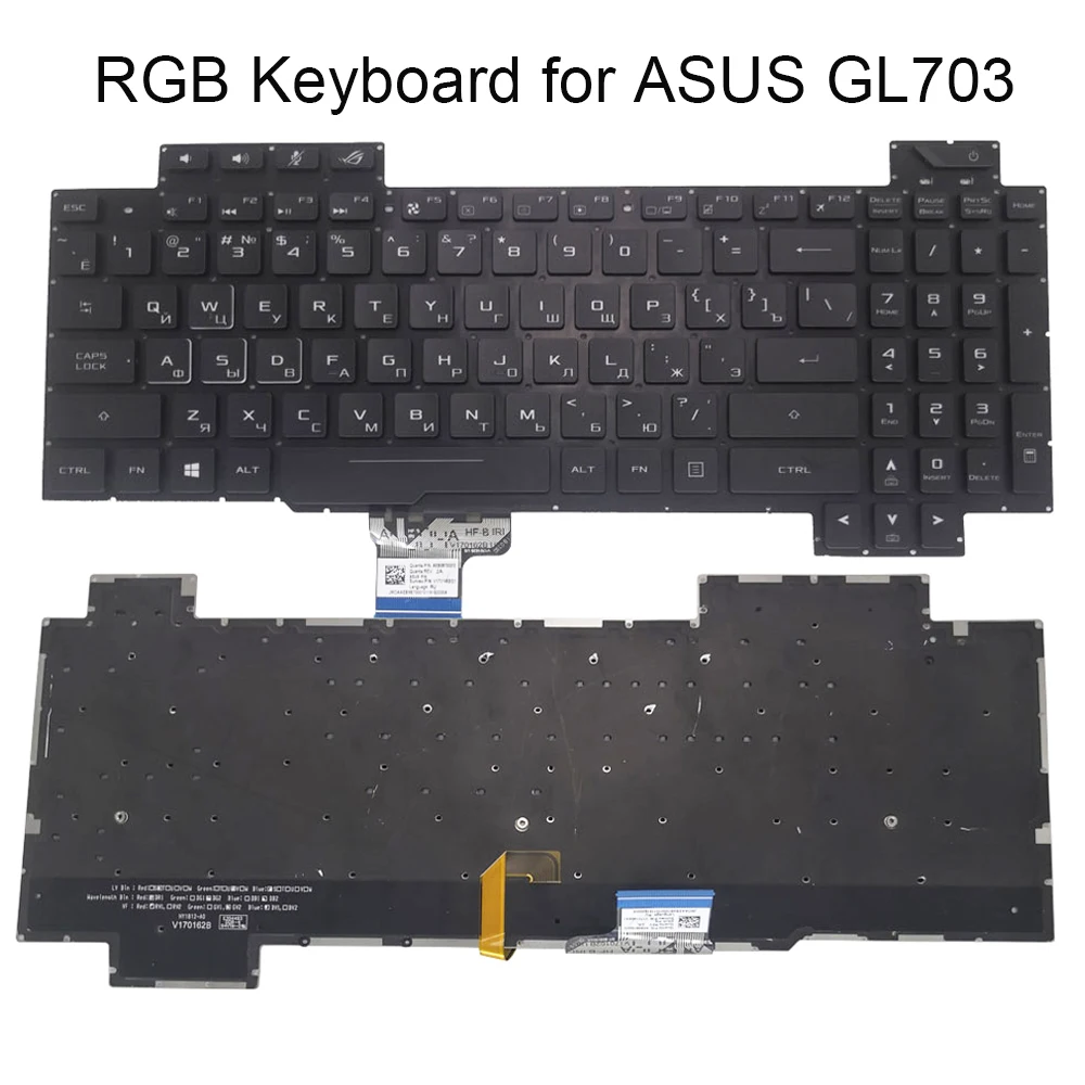 Teclado Retroiluminado Rgb ru Teclado para Asus Rog Strix Gl703 Gl703gs Gl703gs Gl703gm Luz de Fundo em Cores da Rússia Novo V170 bm 1