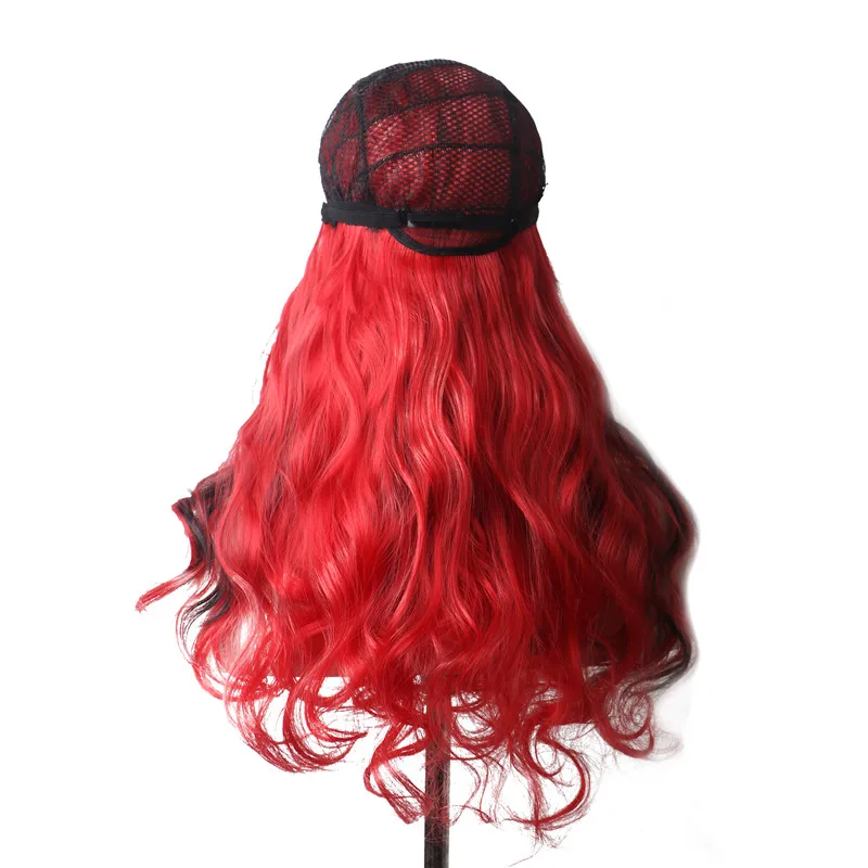 WoodFestival женские термостойкие синтетические длинные волнистые женские парики красный смешанный черный косплей парик с челкой