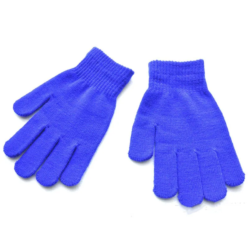 Royal blue Детские Зимние перчатки для детей 11-15 лет, перчатки унисекс, вязаные теплые перчатки для учеников средней школы - Цвет: Royal blue