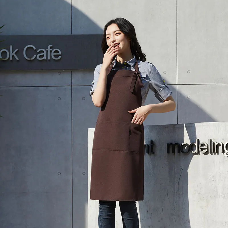 Customization Men's Chef Apron Kitchen Apron Women Canvas Waterproof Cook Print Or Embroider