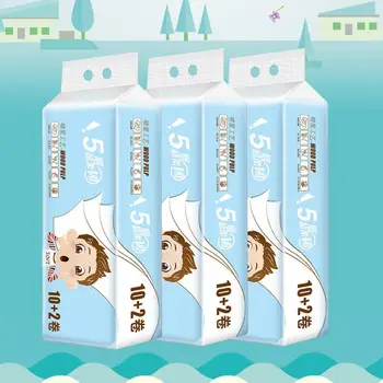 

12pcs Rolls Soft 5-Ply Toilet Paper Bath Tissue Giant Roll Skin-friendly Strong Hot Comfortable Flexible Napkin Tissue Famliy