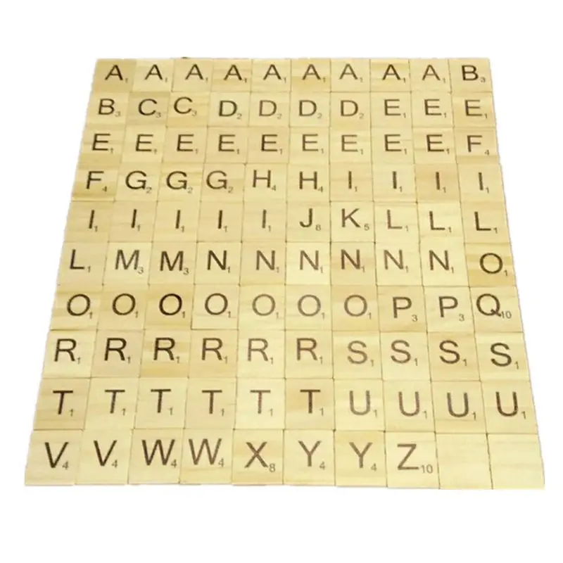 

200 Pieces Scrabble Crossword Game Wooden Learning Letters Words Educational Gift Child DIY Scrabble Tiles