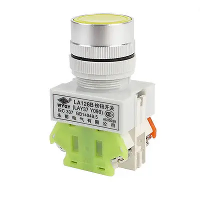 

660VAC/10A 4 Terminals Momentary Yellow Round Push Button Switch DPST