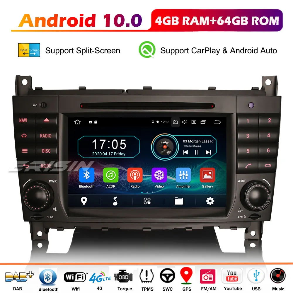 Erisin 6969 8 четырёхядерный андроид 10 Автомагнитола DAB + DVD CarPlay USB давления воздуха в