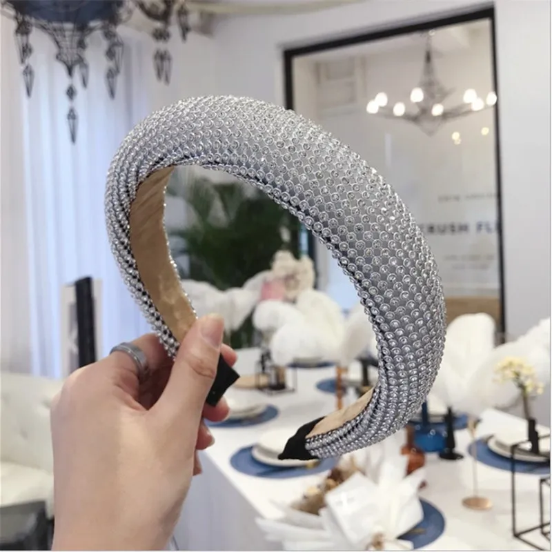 Серебристый Высококачественные роскошные аксессуары для волос для женщин, сплав, бриллиант, супер вспышка, лампа губка, повязка на голову, модная повязка на голову для девушек - Цвет: Серебристый