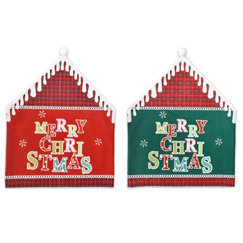 

2 Pcs Merry Christmas Chair Cover for Restaurant Home Christmas Festival Decor