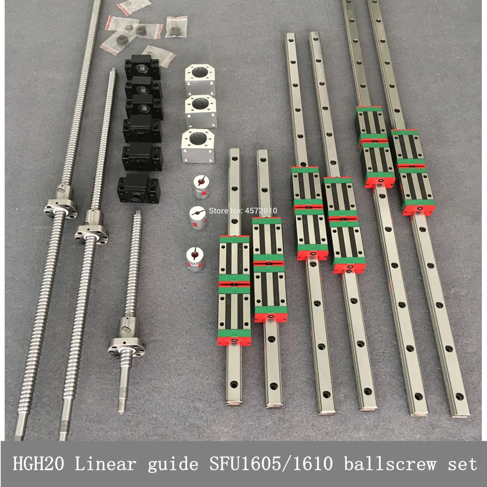 US $312.55 HGR20 Square 3 Axis 4aixs CNC Guide 20mm Linear Rails Linear Guide HGH20 16mm Ball Screw SFU16051610 Set For CNC Router