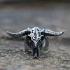 2020 New Goat Head Skull Rings Mens Gothic Animal Rings Baphomet Demon 316L Stainless Steel Punk Rock Biker Jewelry 2